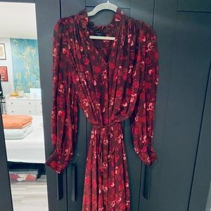 Full, Floral & Flowy Maroon-Color Dress from Banana Republic Factory